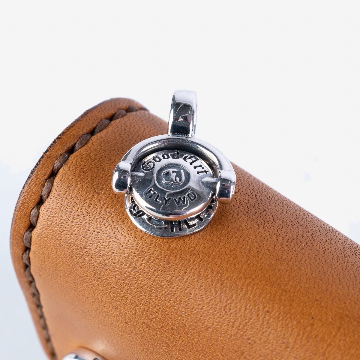 LE-ANSW-BR GOOD ART HLYWD Army/Navy Surplus Wallet w/ Sterling Silver Rosette Snaps and Rosette Prin - 4
