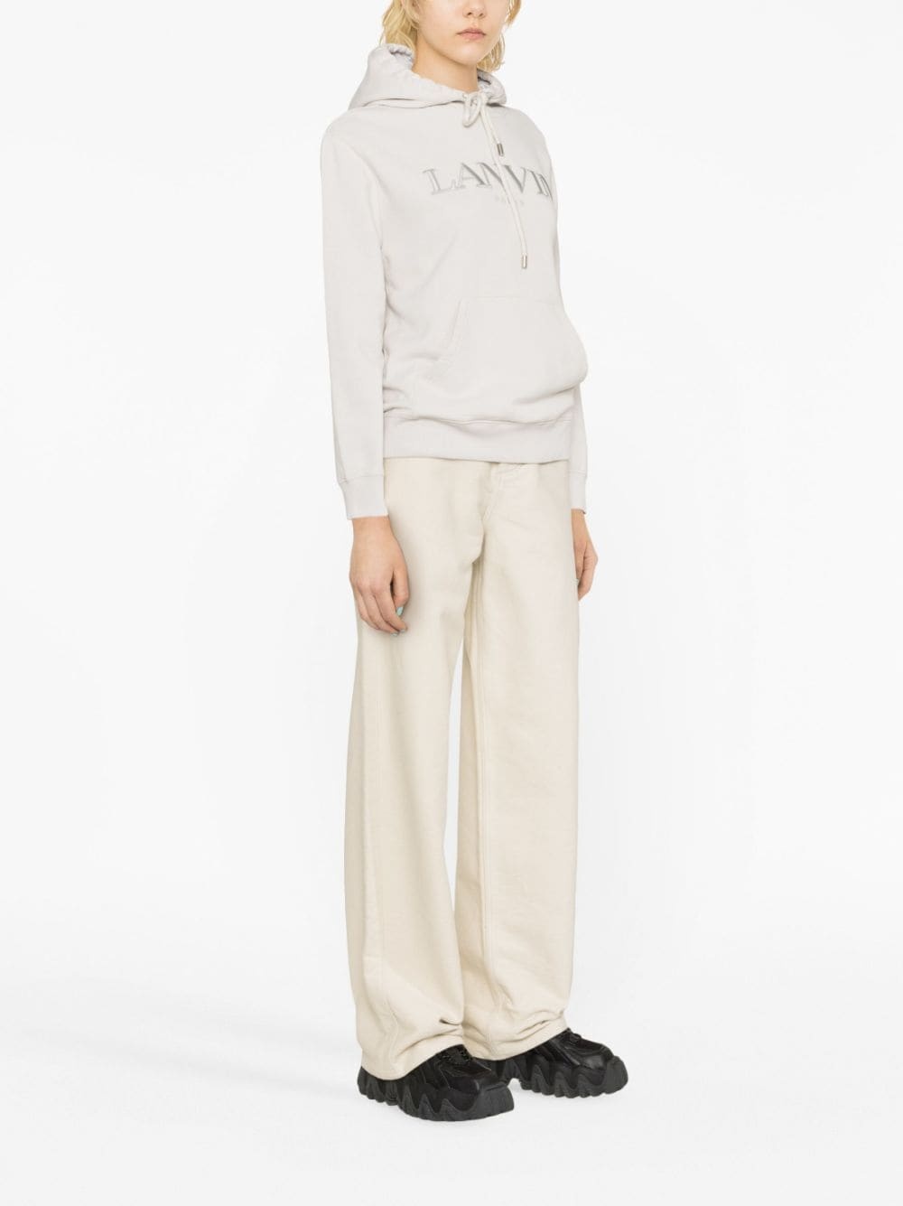 logo-embroidered cotton hoodie - 4