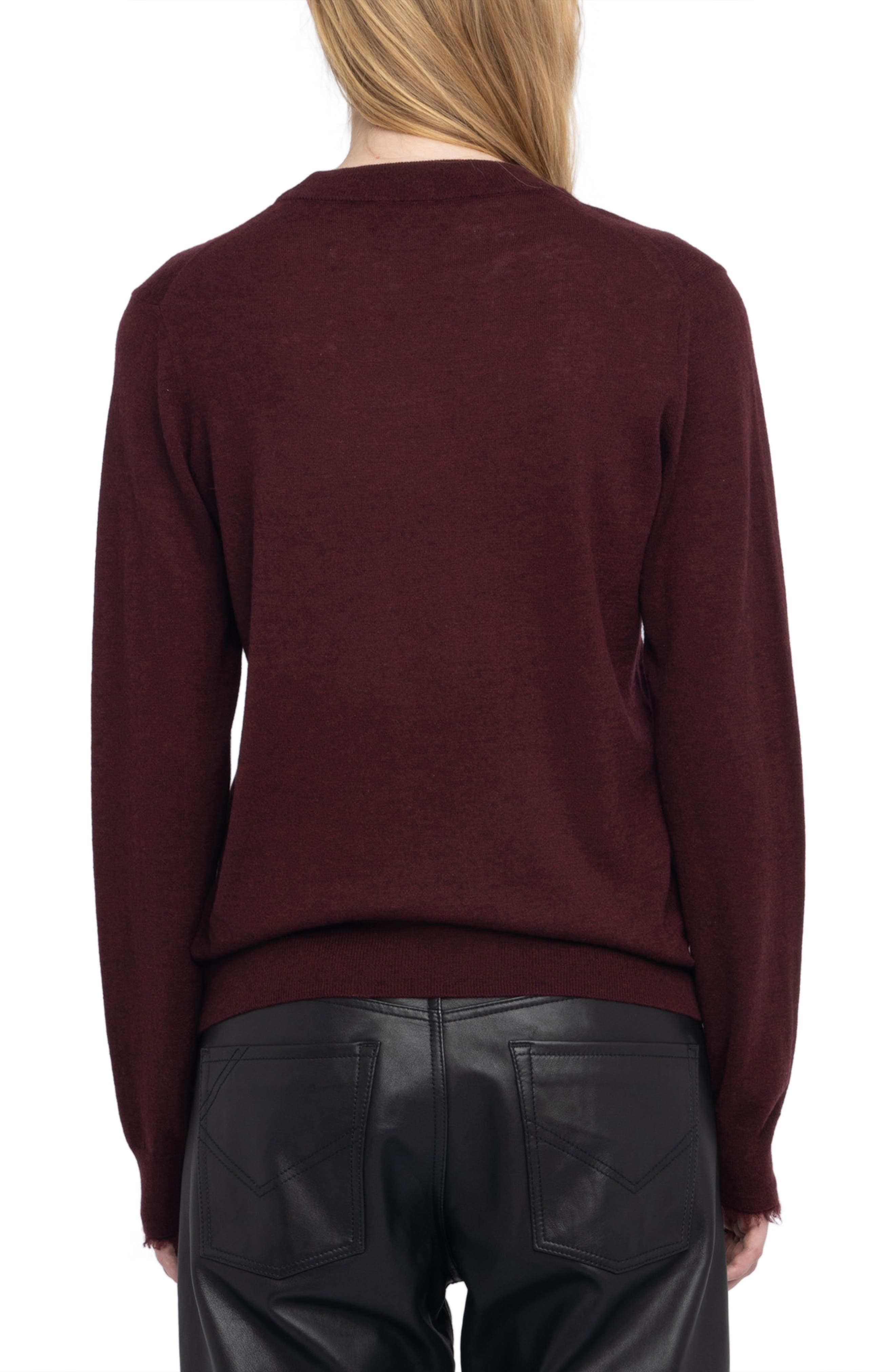 Zadig & Voltaire Ivy Crewneck Cashmere Sweater in Burgundy at Nordstrom - 2