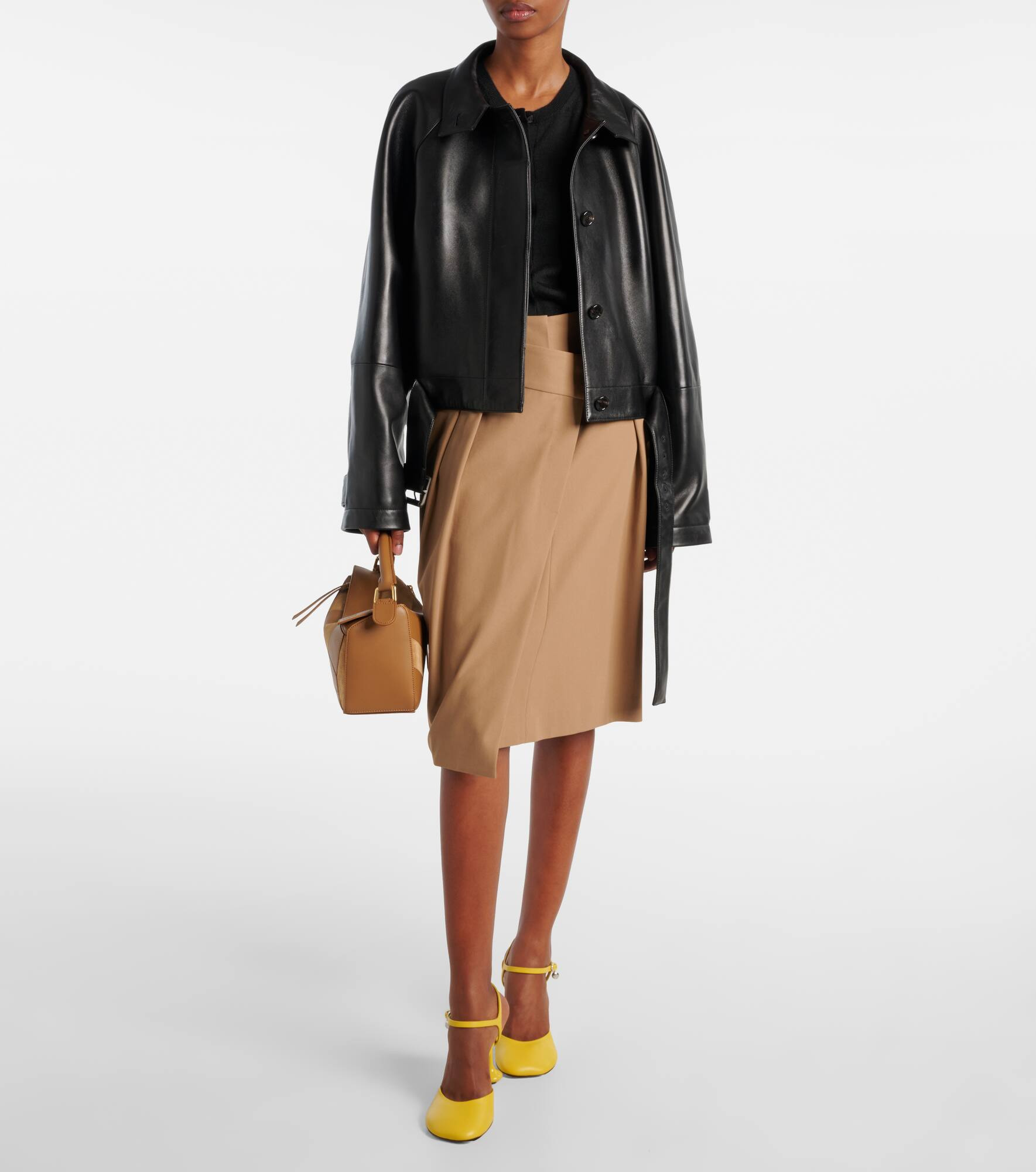 Cropped leather jacket - 2