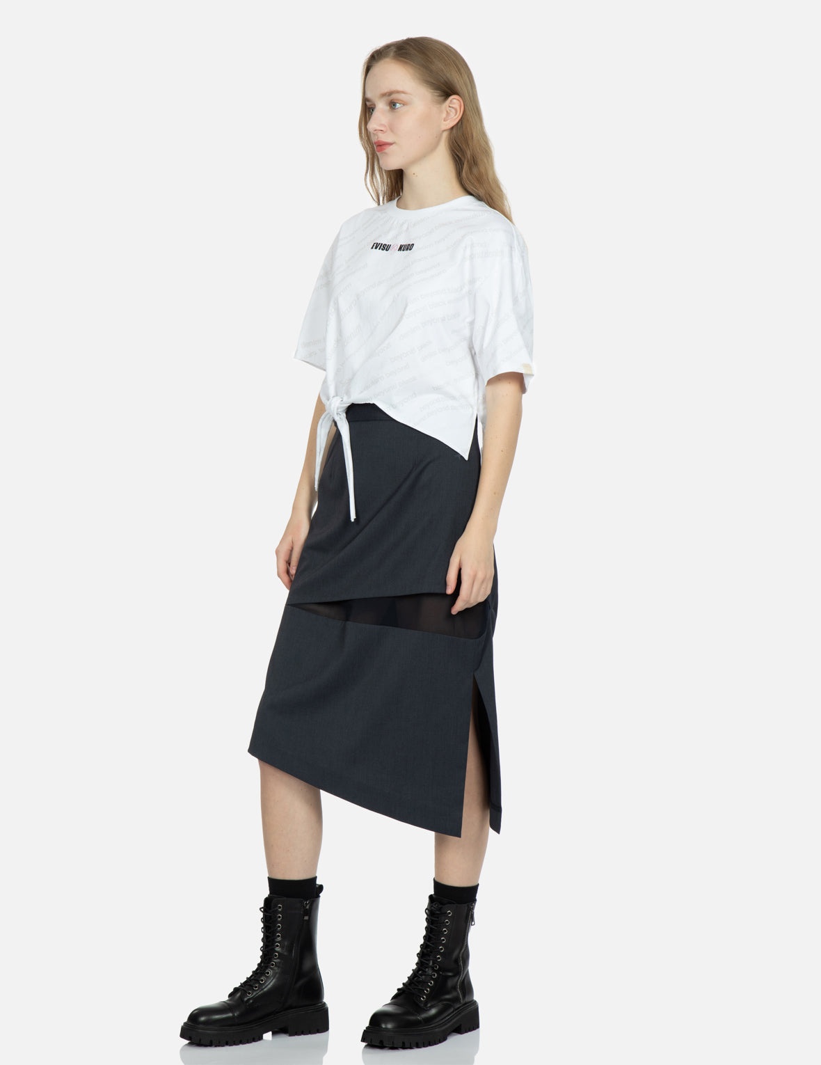 Sheer Panelled Midi Skirt - 3