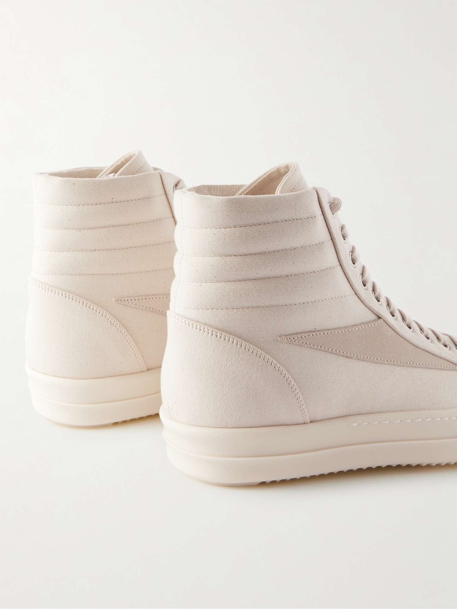Vintage Suede-Trimmed Canvas High-Top Sneakers - 5