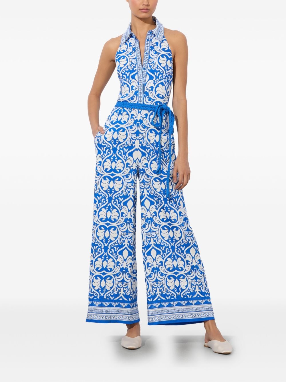floral-print halterneck jumpsuit - 3