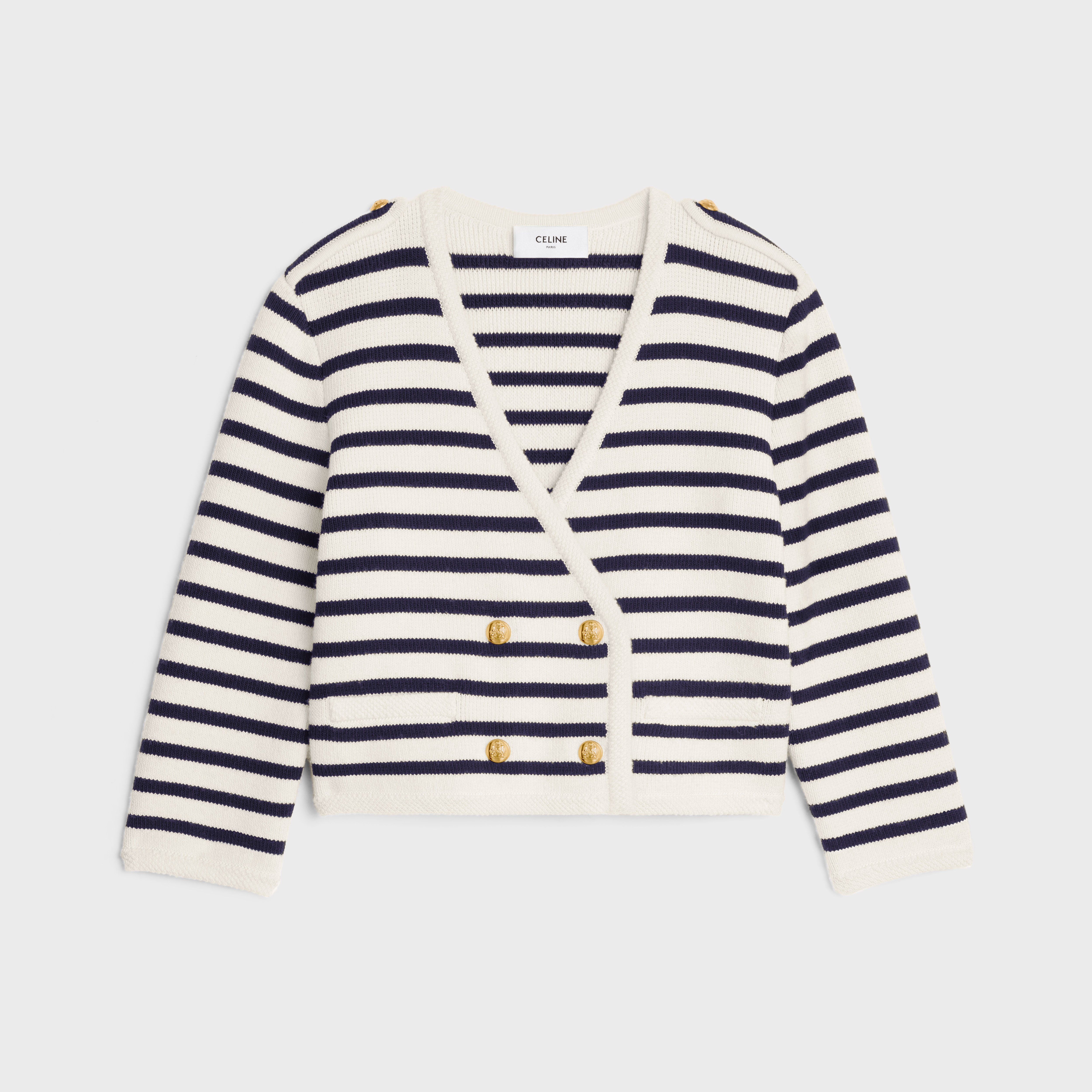 Cropped marinière cardigan in wool - 1