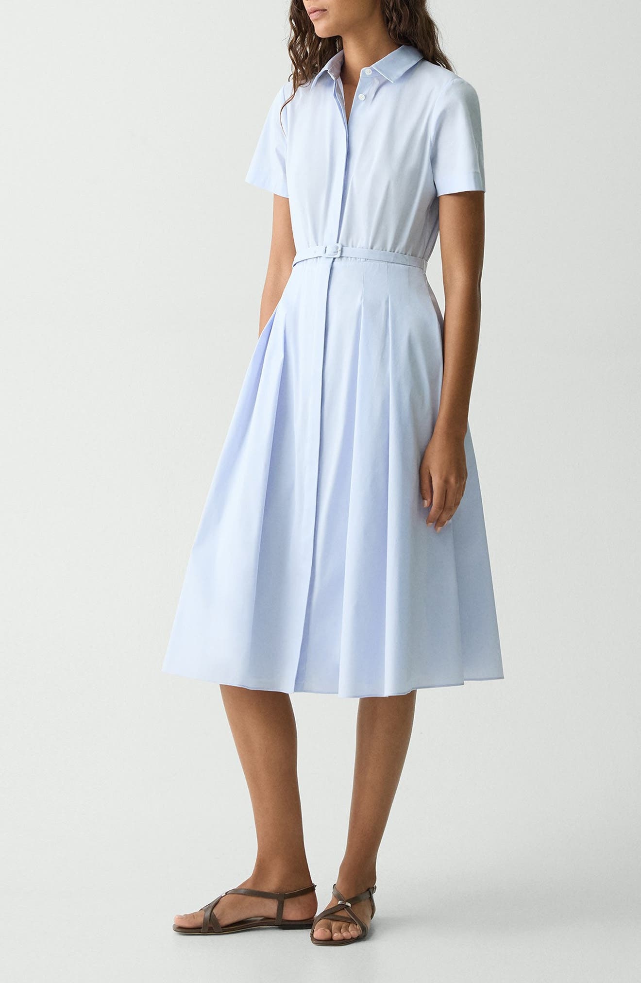 Theory Belted Cotton Blend Shirtdress in Olympic at Nordstrom - 3