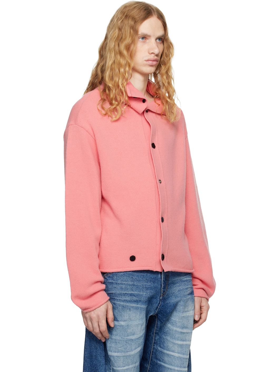 Pink Mock Neck Cardigan - 2