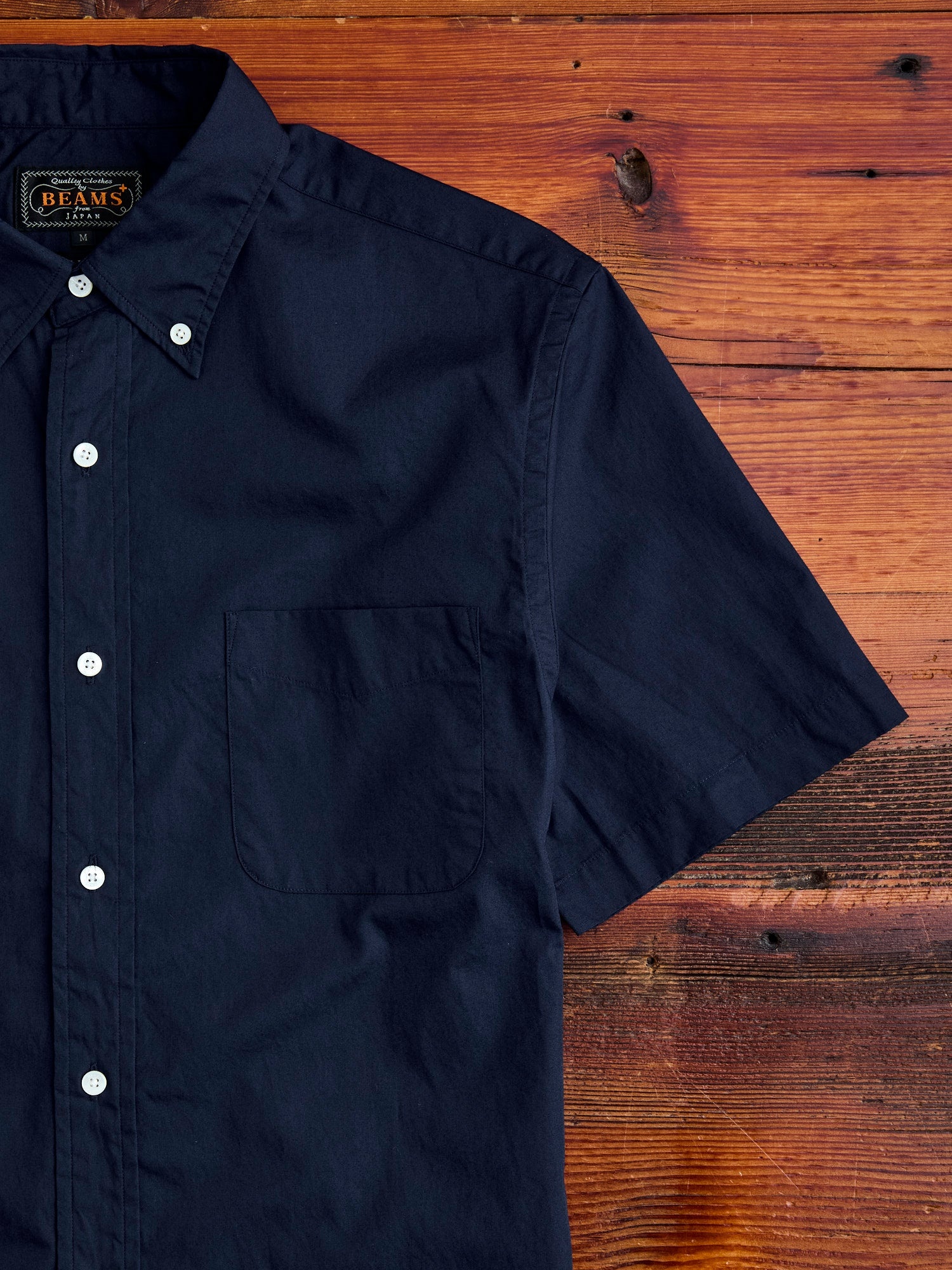 Broad Cloth Short Sleeve Button-Down Shirt in Navy - 6