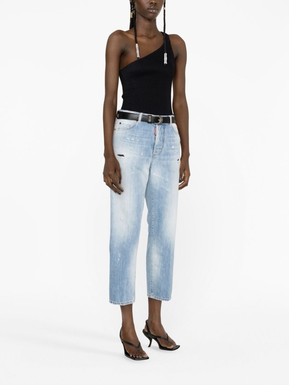 bleached-wash cropped jeans - 2