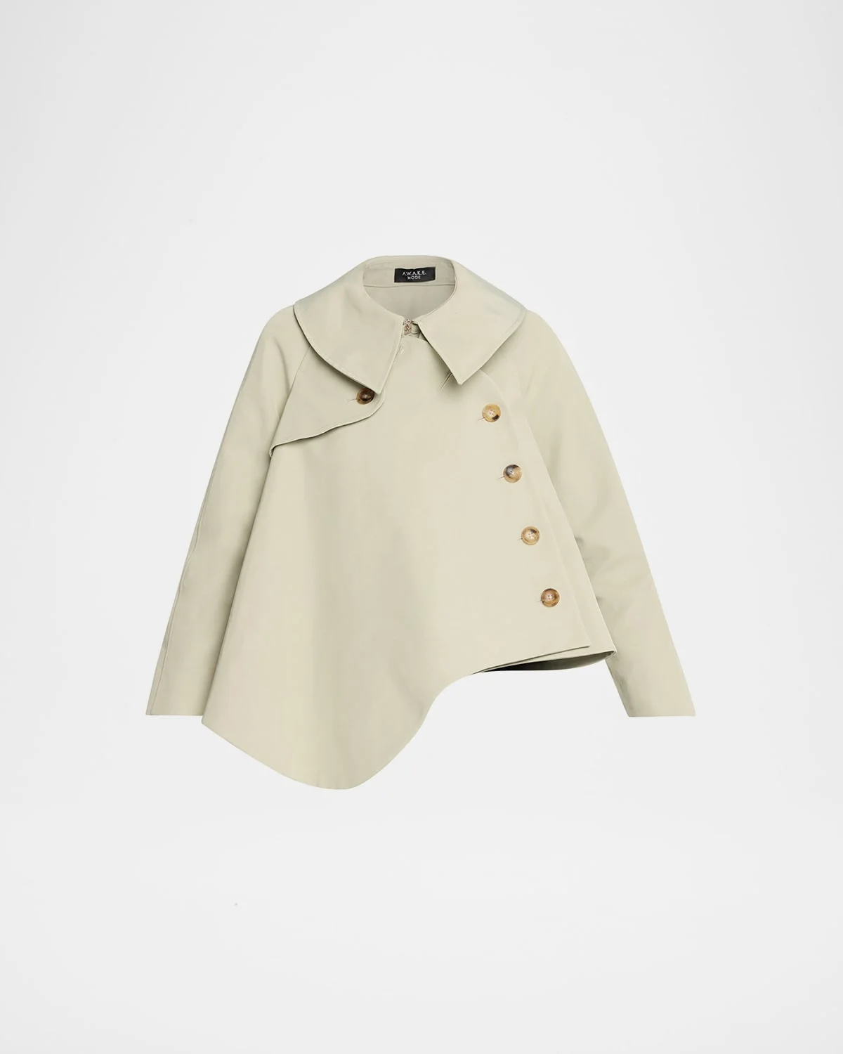 Asymmetric Gabardine Trench Jacket - 1