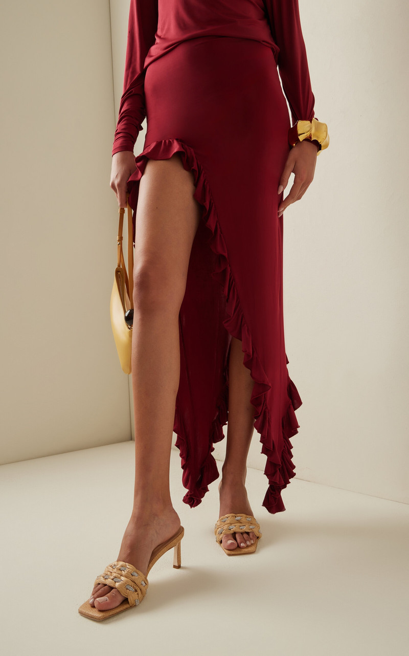 SIMKHAI Jena Crystal-Embellished Raffia Sandals neutral outlook