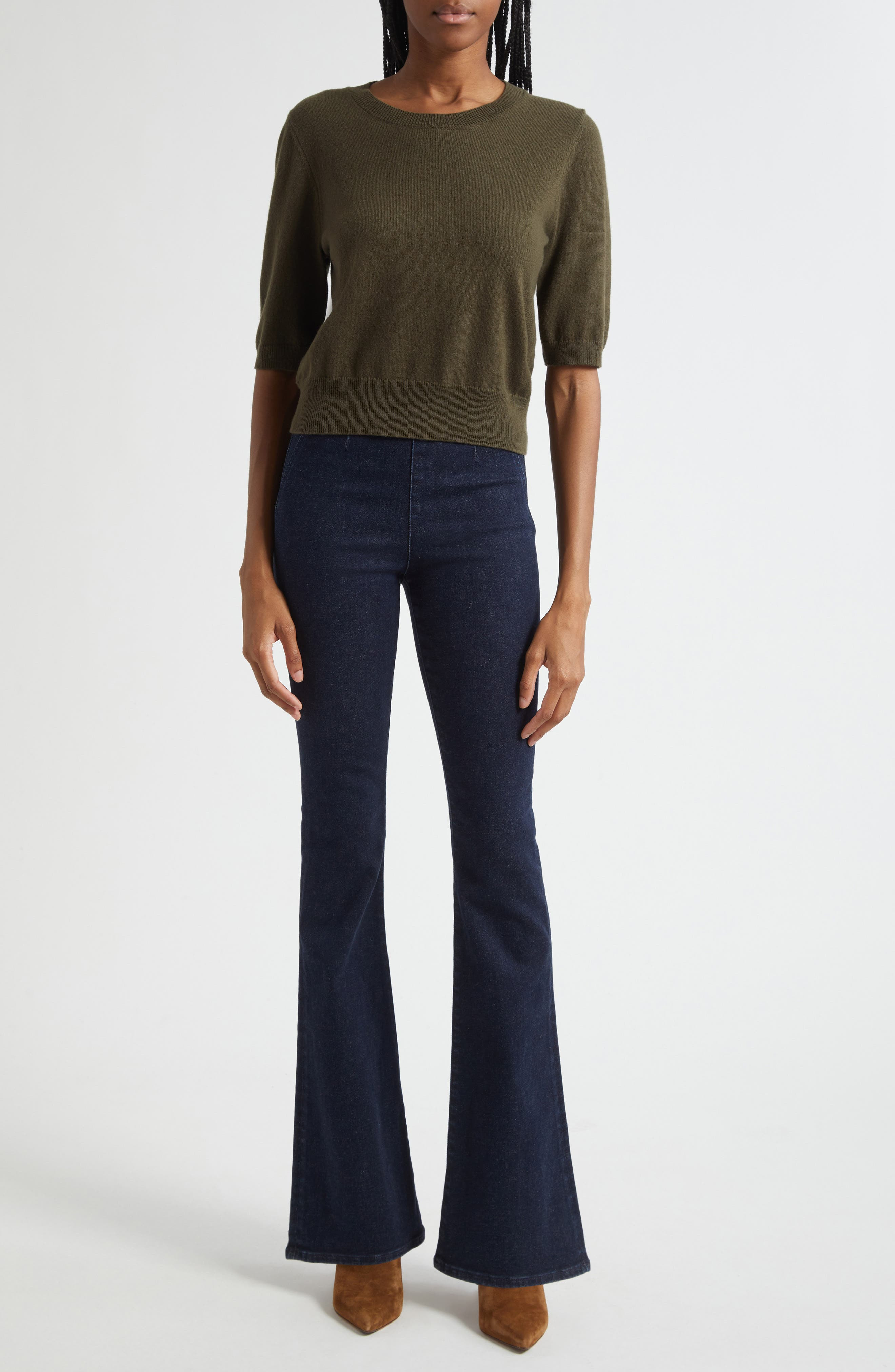 Veronica Beard Shana Short Sleeve Cashmere Sweater in Cypress at Nordstrom - 7