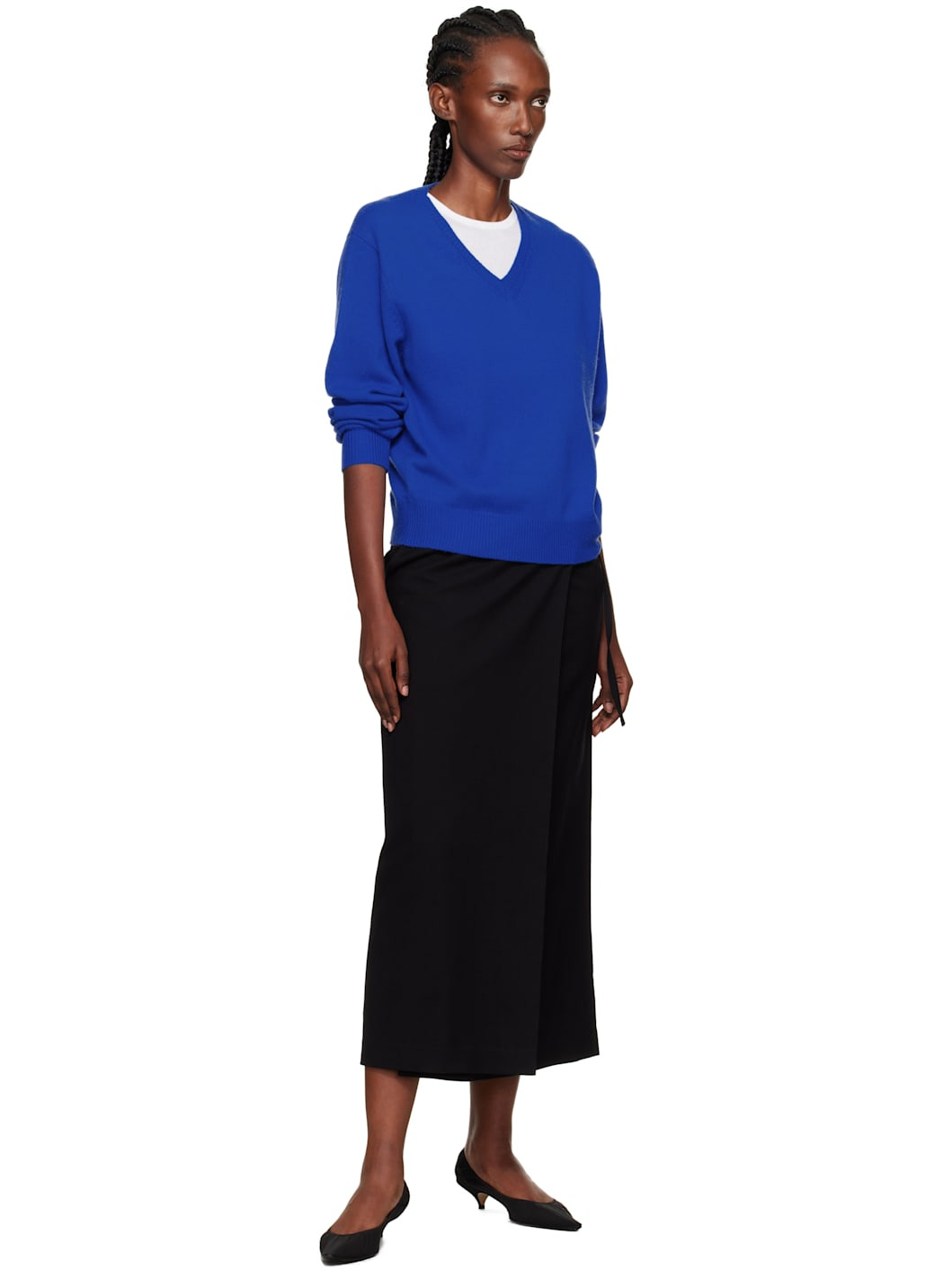 Blue Cashmere V-Neck Sweater - 4