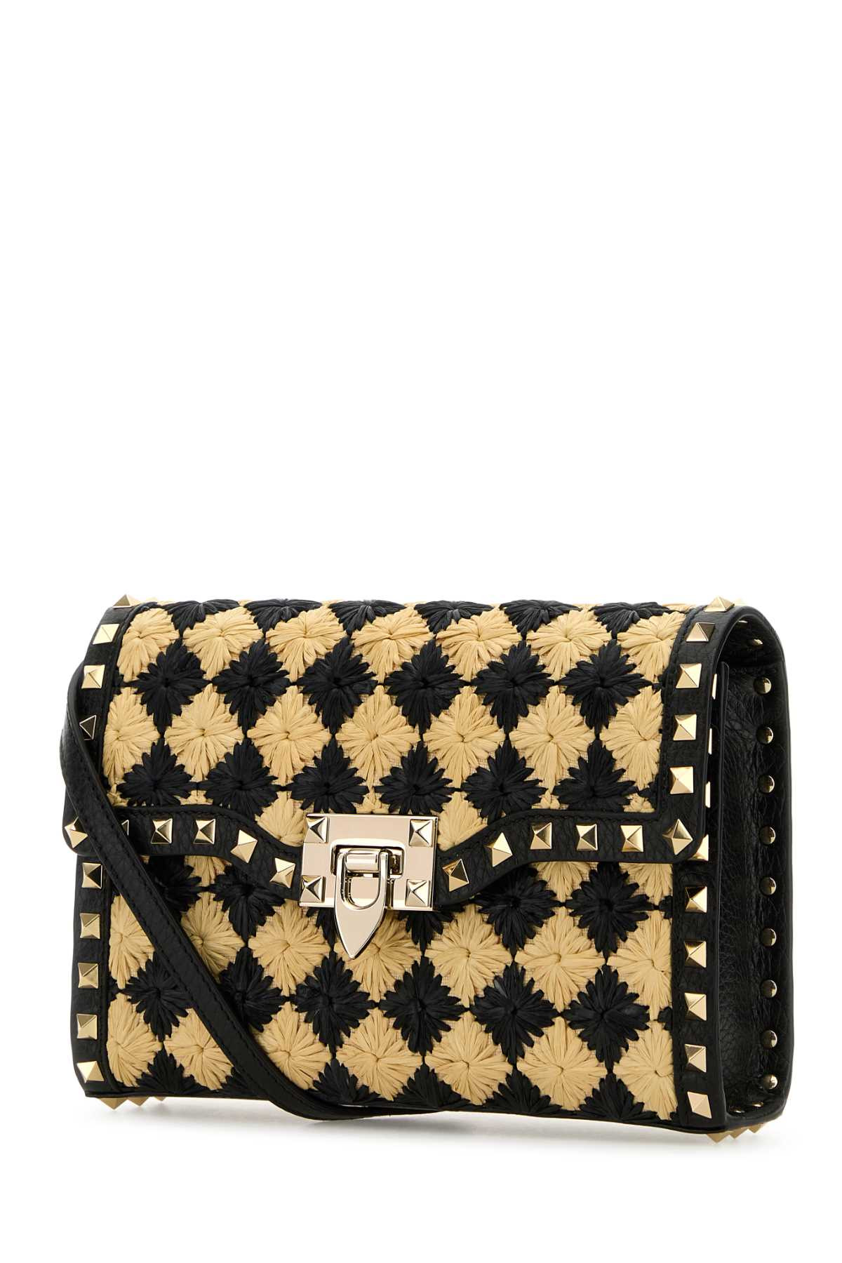 Valentino Garavani Women Two-Tone Raffia Rockstud Crossbody Bag - 2