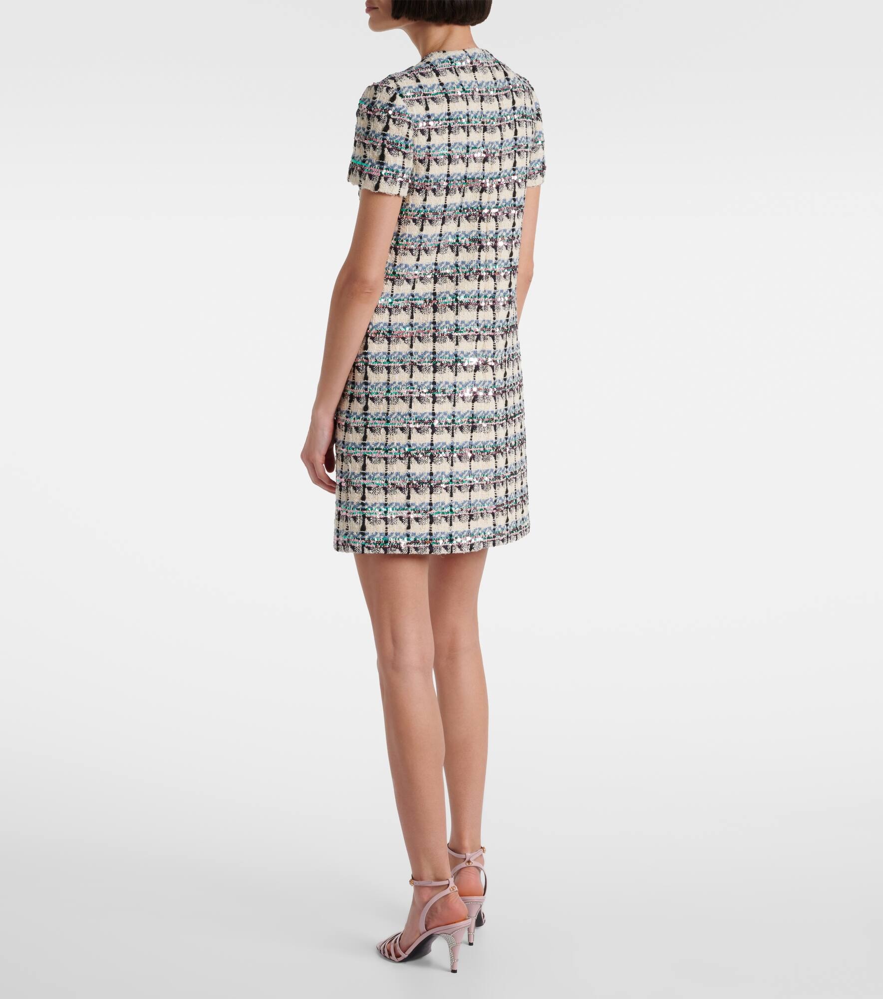 Embellished checked tweed minidress - 3