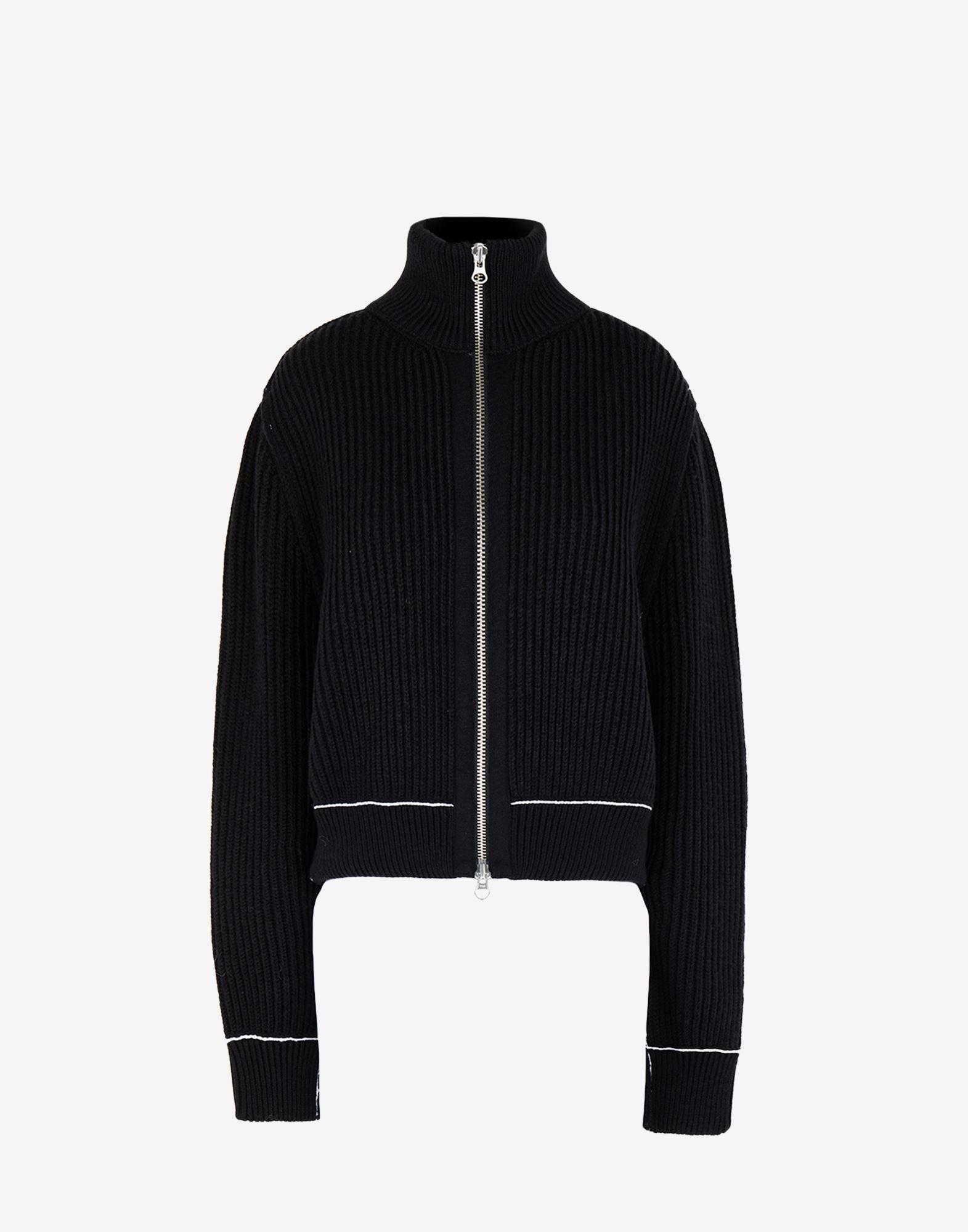 High-neck ribbed cardigan - 1