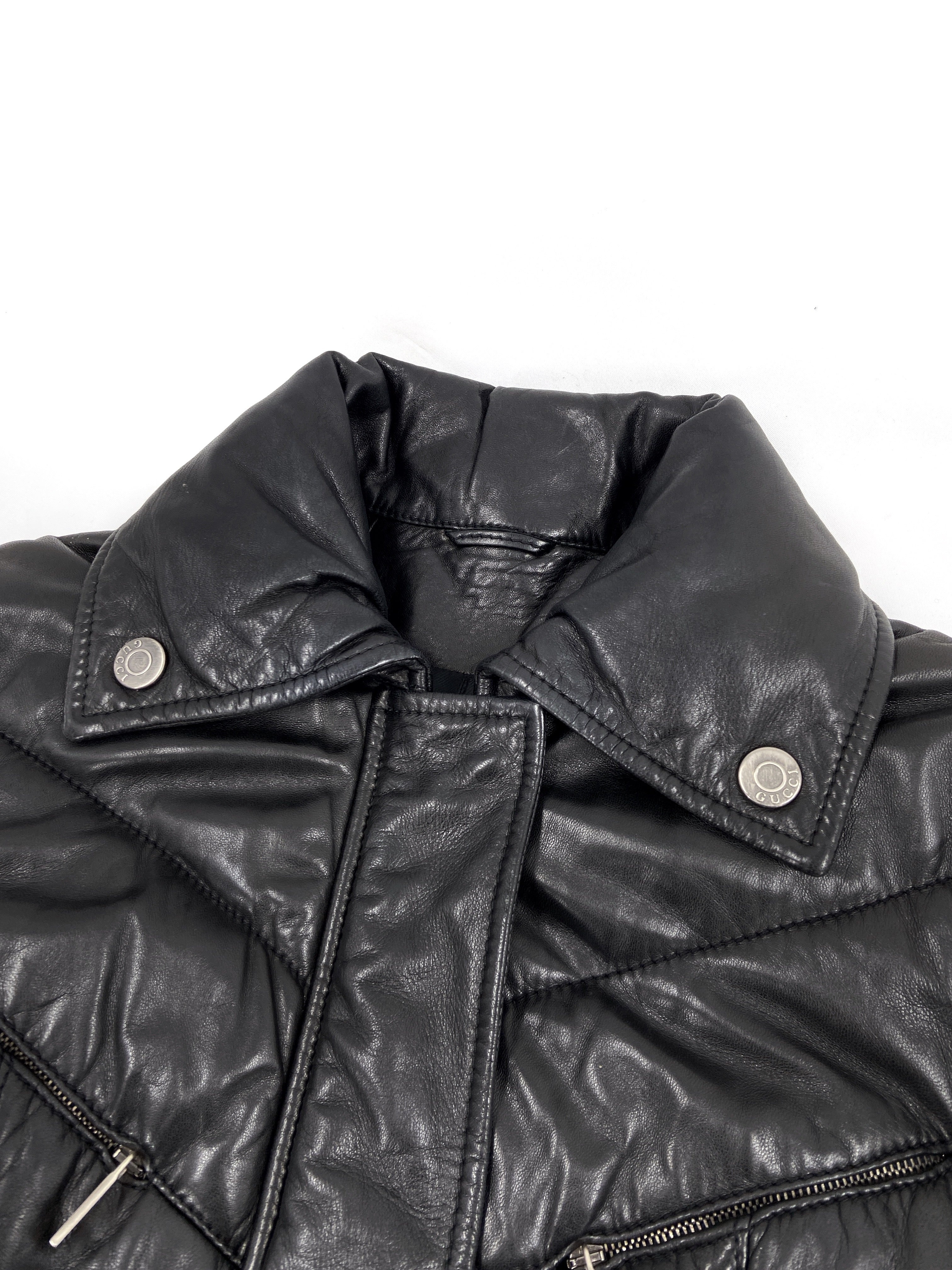 Gucci Fall 1998 Tom Ford Lambskin Leather Quilted Down Puffer Jacket 40 - 16