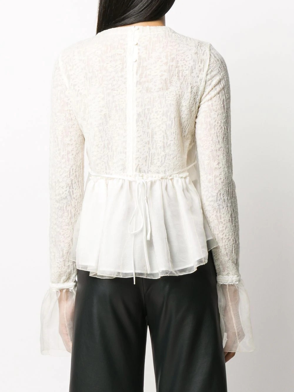 semi-sheer textured blouse - 4