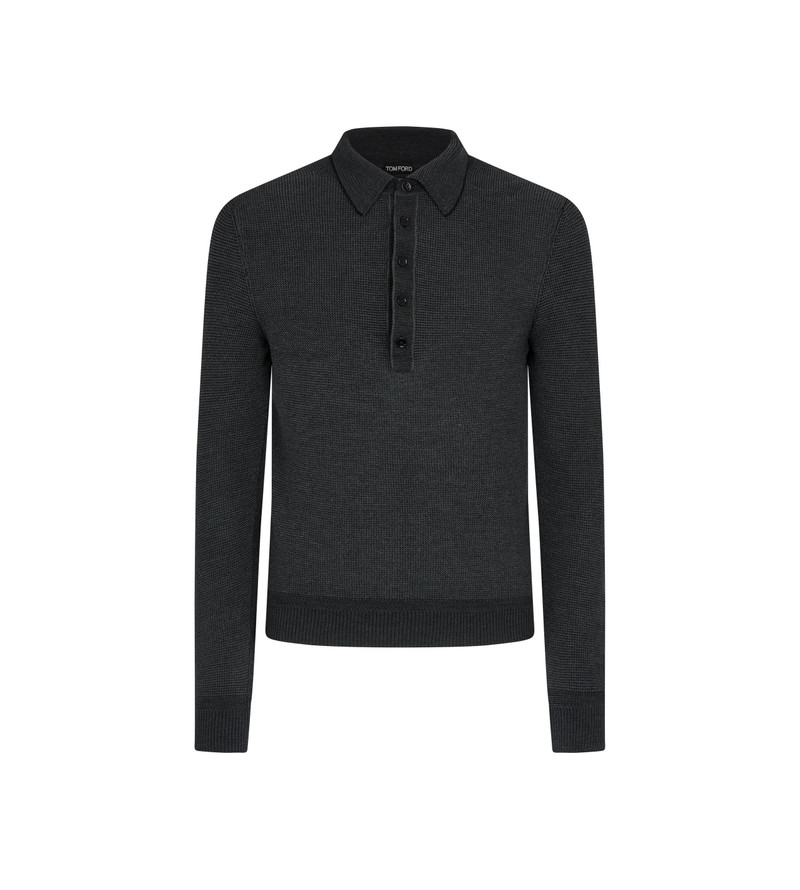 MERINO SILK VISCOSE BI-COLOUR POLO 1