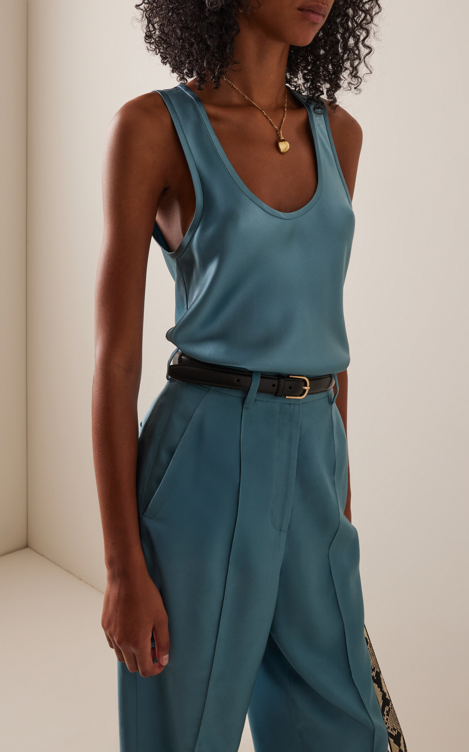 Margot Silk Crepe Tank Top blue - 2