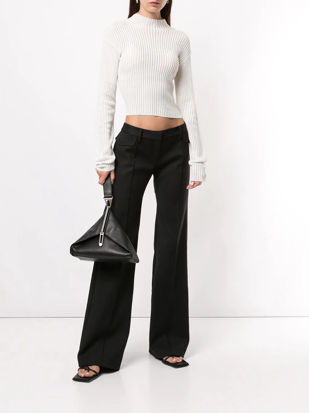 ribbed knit cropped jumper - 2