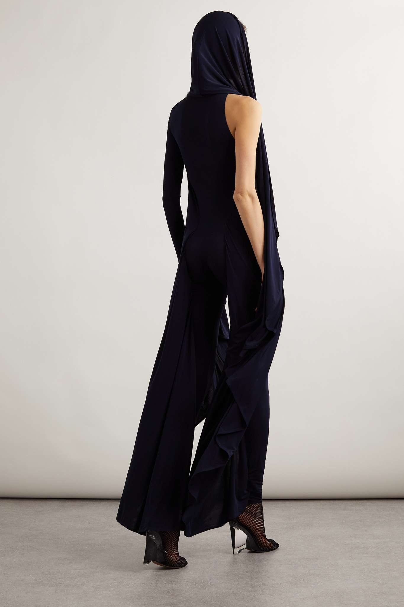 Asymmetric draped stretch-jersey turtleneck jumpsuit - 4