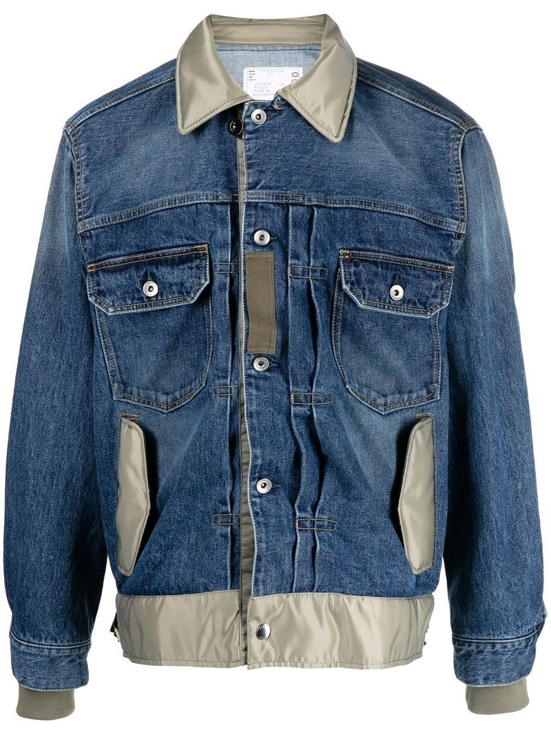 contrasting-collar denim jacket 1