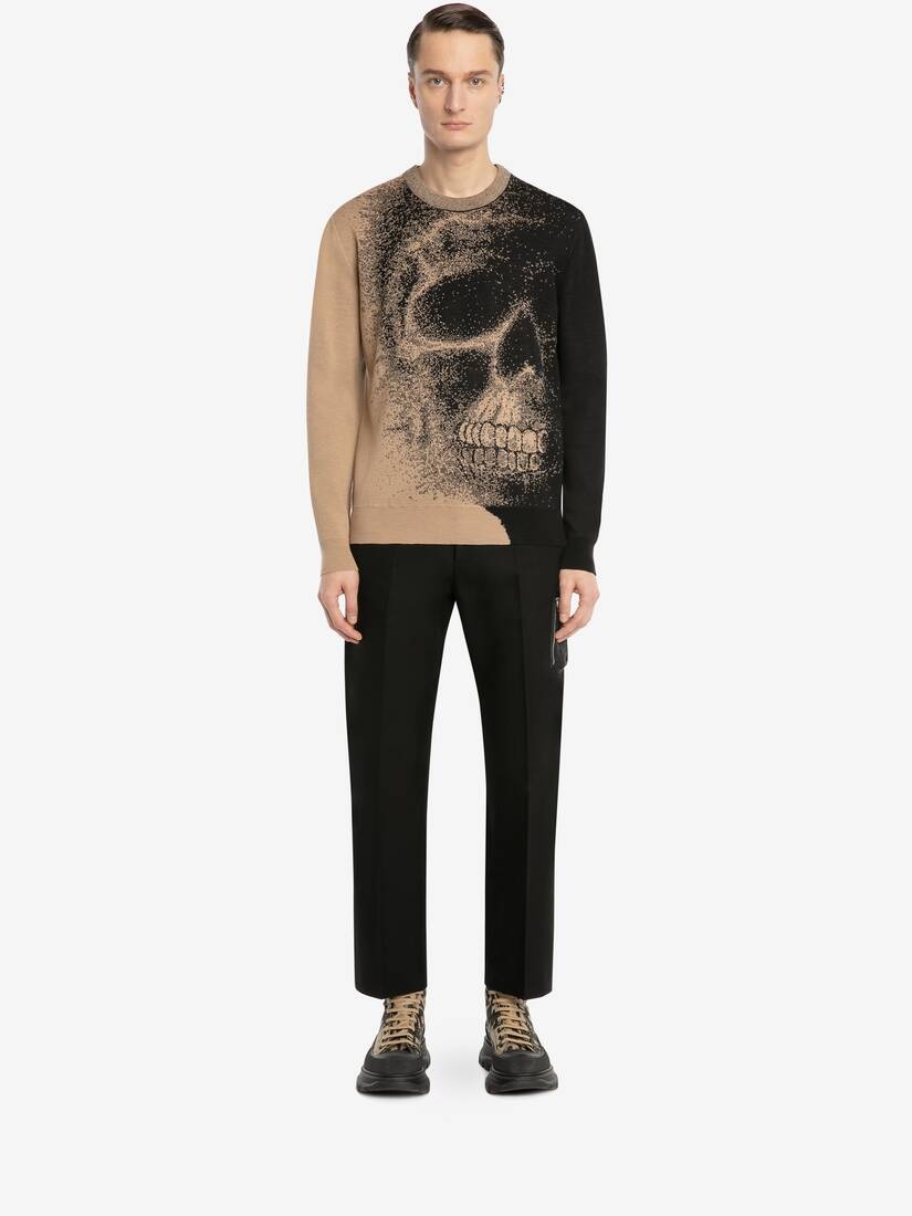 Skull Jacquard Jumper in Black/beige - 2
