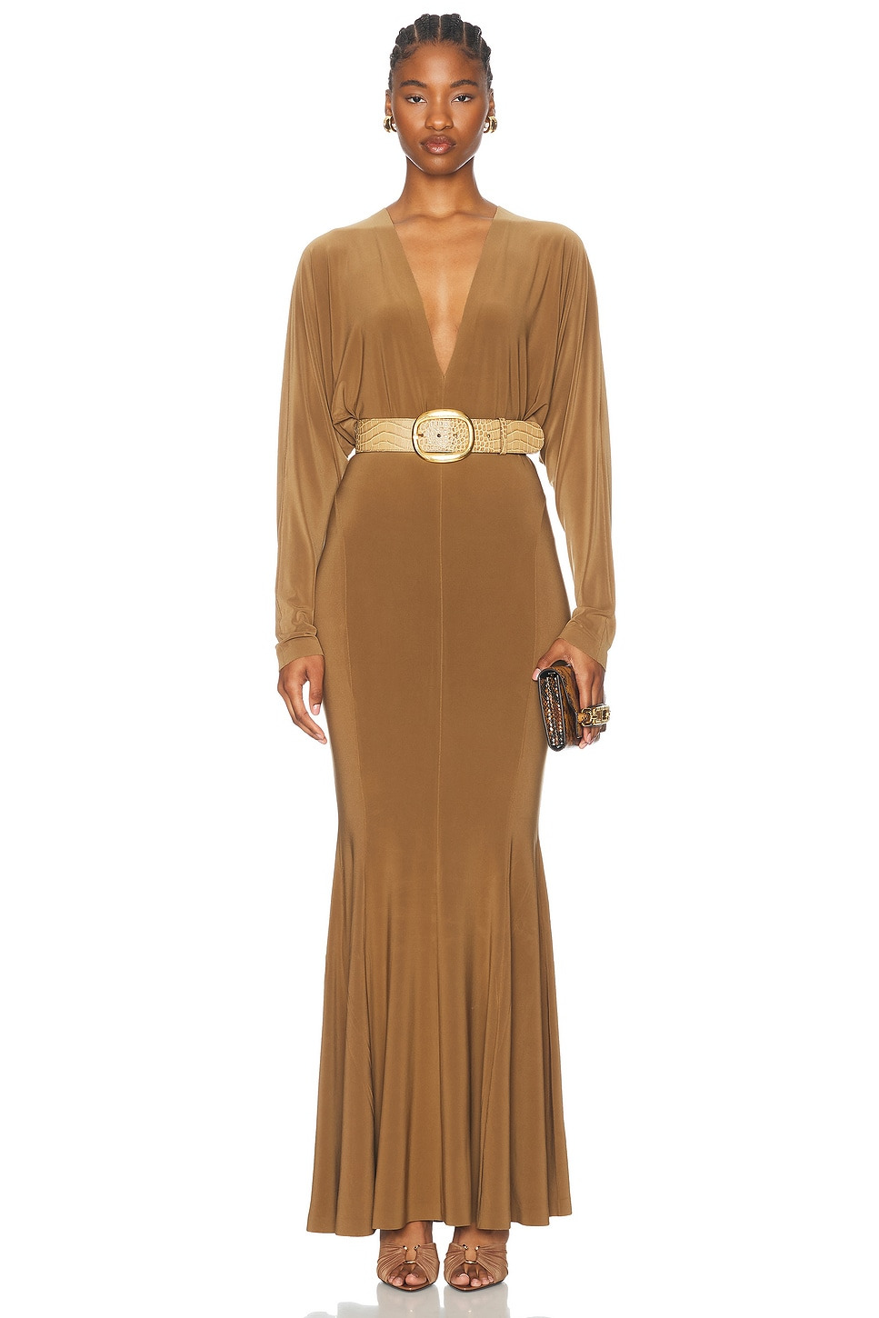 Dolman V Neck Fishtail Gown - 4