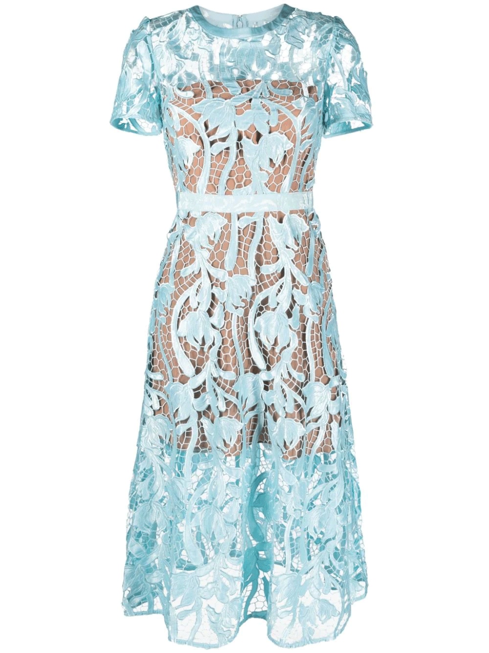 Light Blue Lace Midi Dress - 1