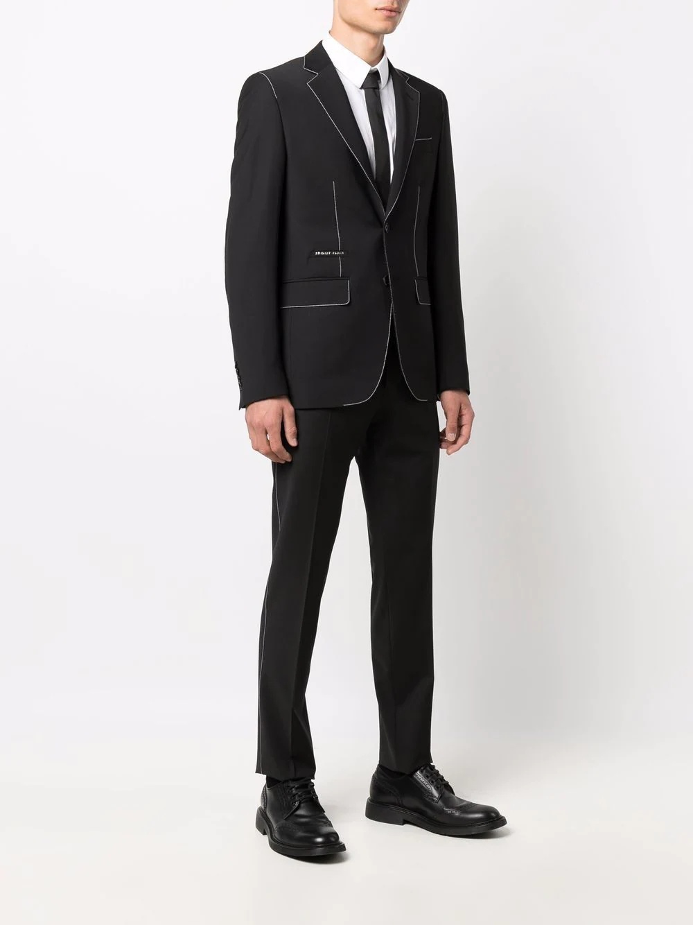 contrast-stitch single-breasted suit - 3