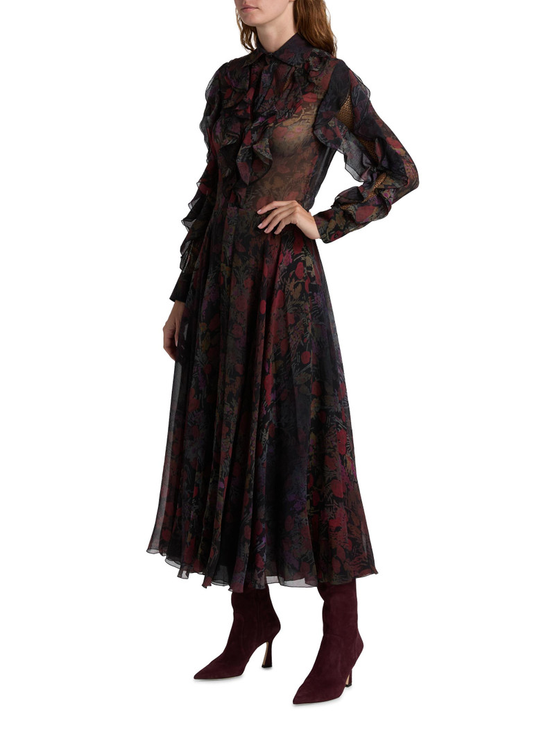 Women's Melony Floral Crinkle Chiffon Day Dress - Black Crimson Multi 4
