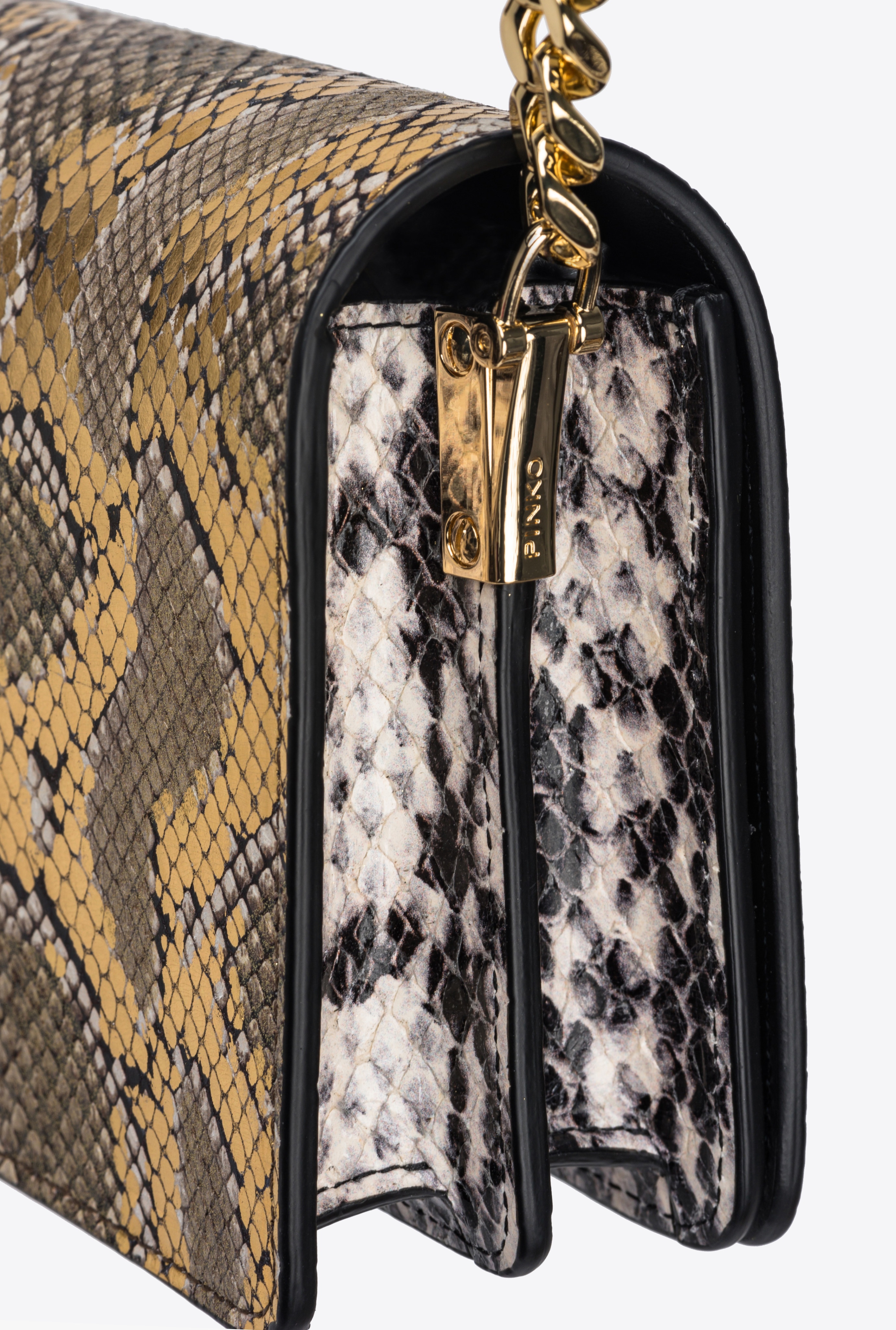PINKO GALLERIA MINI LOVE BAG CLICK IN LAMINATED REPTILE SKIN - 6