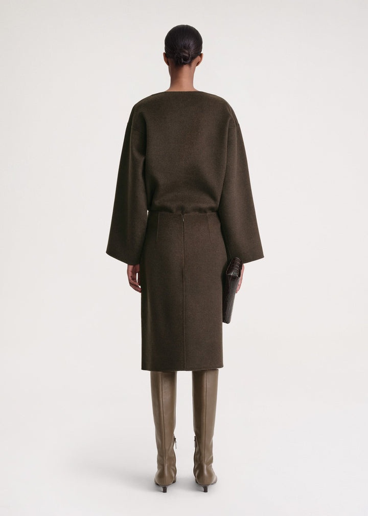 Side-split doublé skirt chocolate mélange - 4