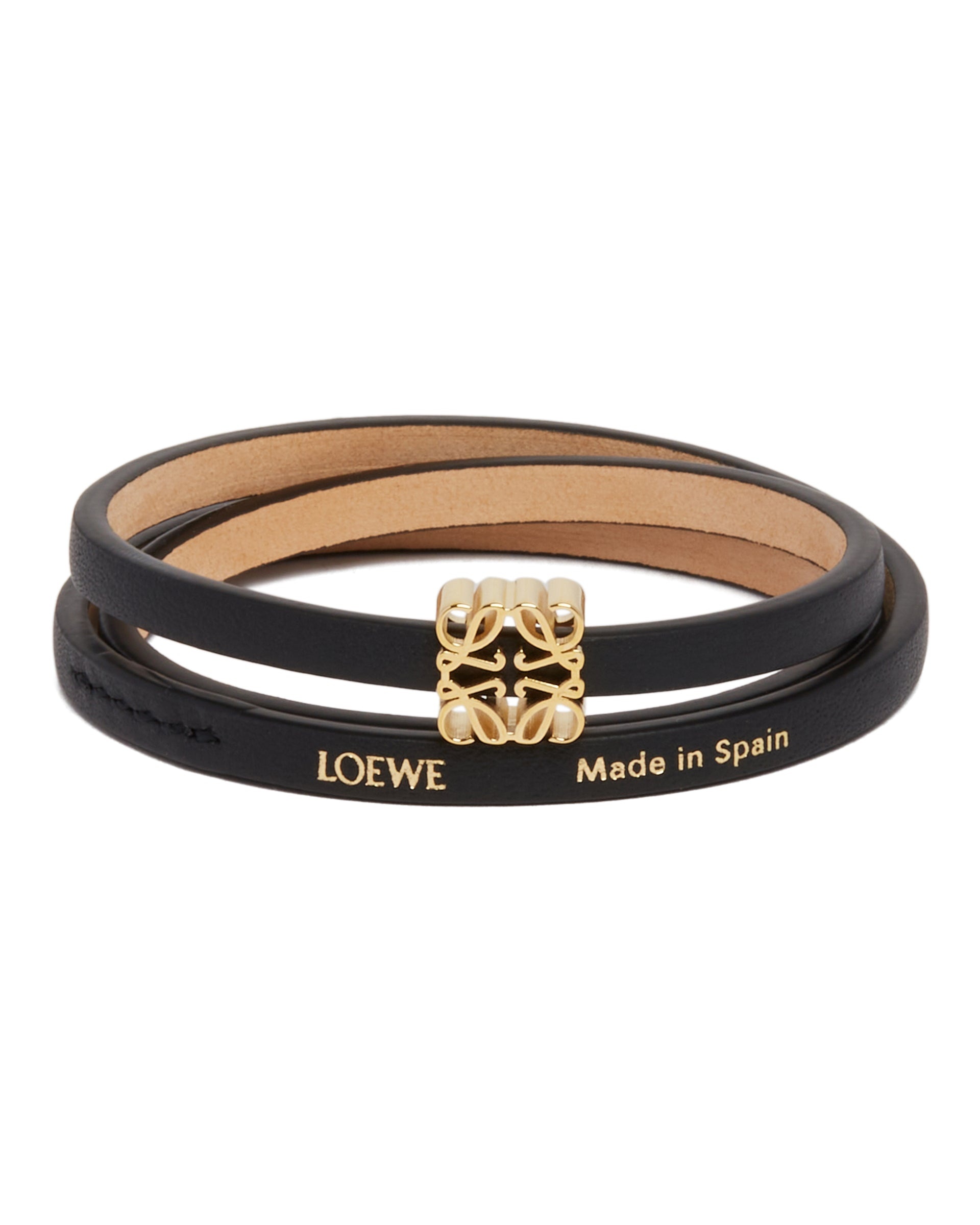 【LOEWE】TWIST BANGLE◆J920240X17 Twist bangle in calfskin Black - LOEWE