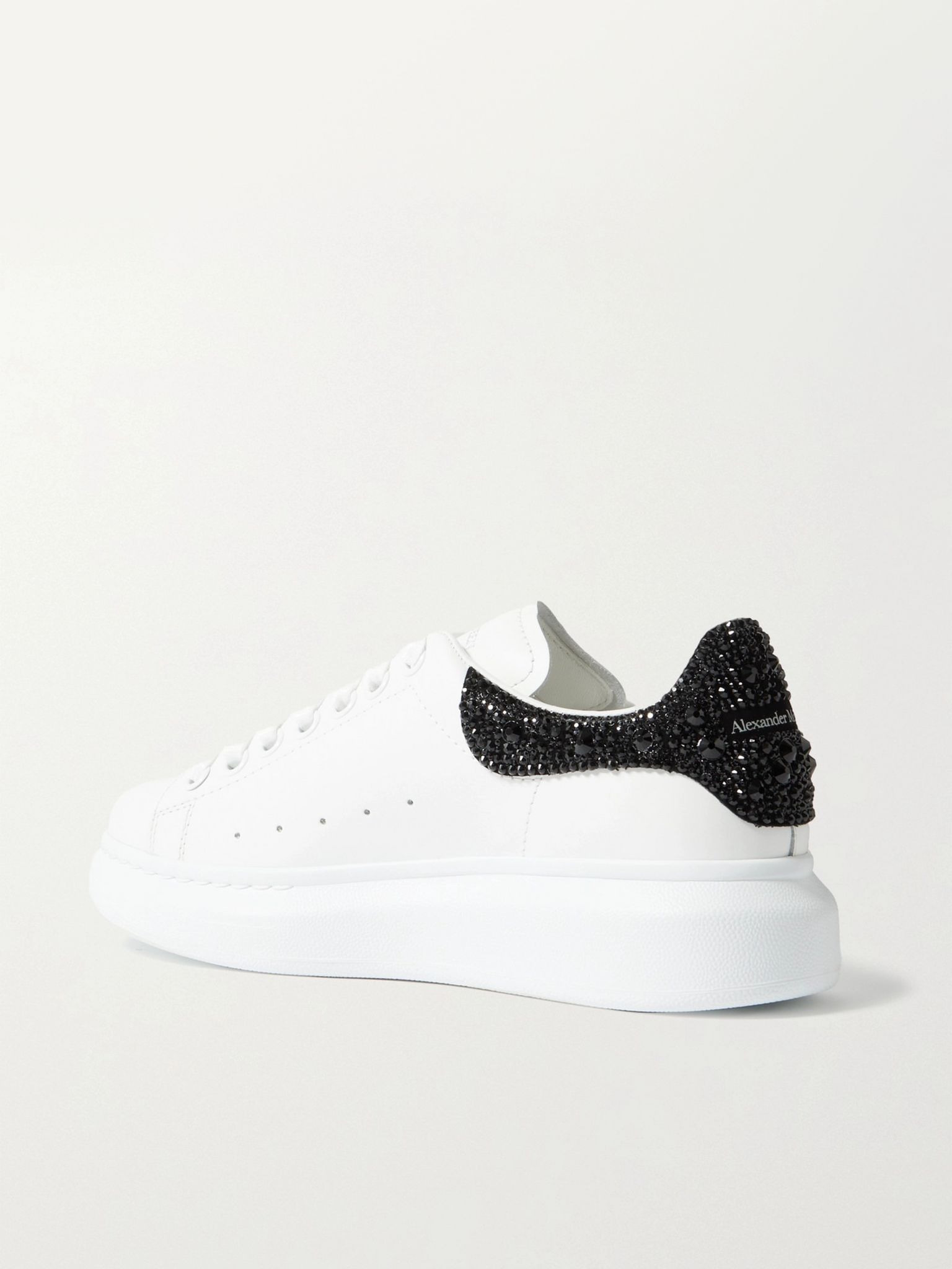 Crystal-embellished leather exaggerated-sole sneakers White - 3