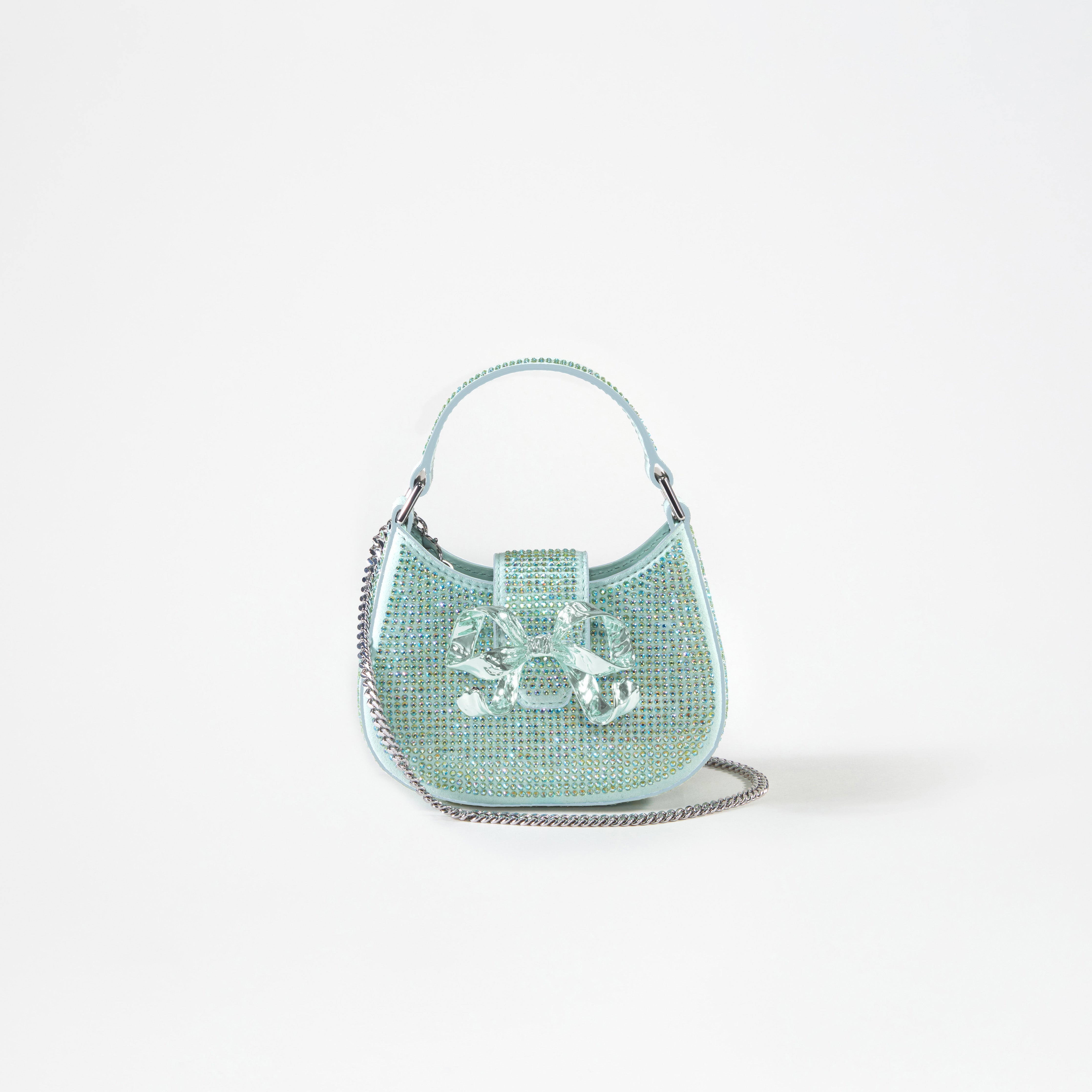 Green Rhinestone Crescent Bow Micro Bag - 4