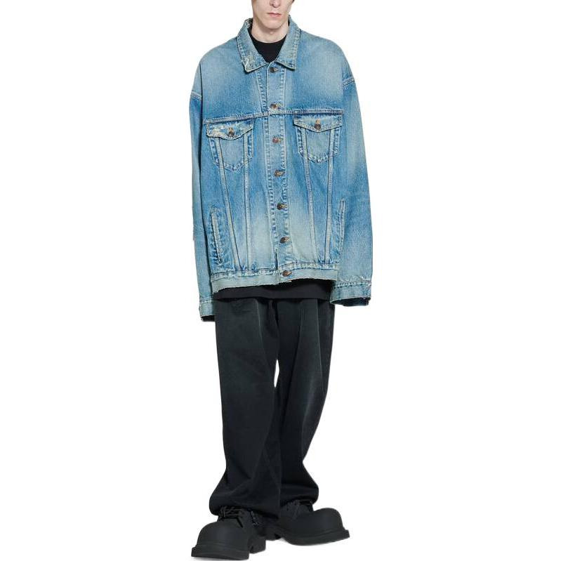 Balenciaga Destroyed Denim Jacket 'Blue' 727840TNW014268 - 3