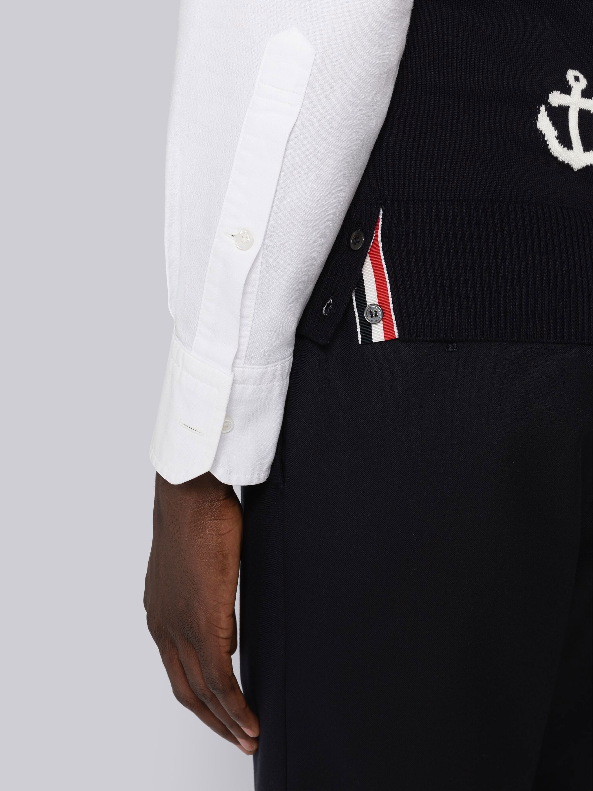 Anchor Intarsia 4-Bar V-Neck Vest - 6