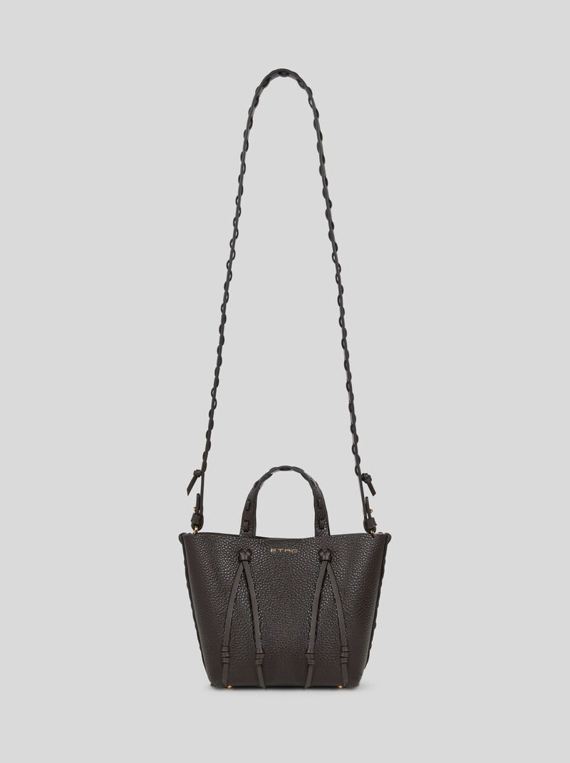 ETRO ESSENTIAL MINI LEATHER TOTE BAG WITH THREADING 1