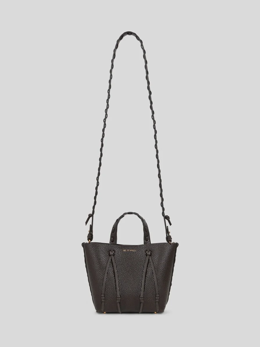 ETRO ESSENTIAL MINI LEATHER TOTE BAG WITH THREADING - 1