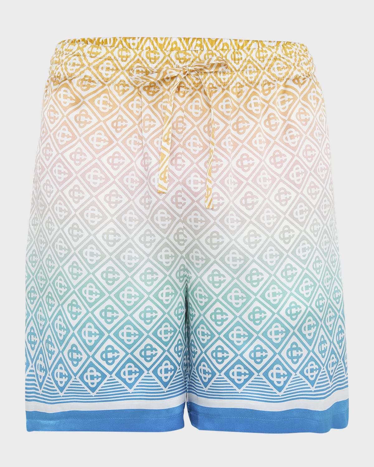 Men's Silk Monogram Drawstring Shorts - 1