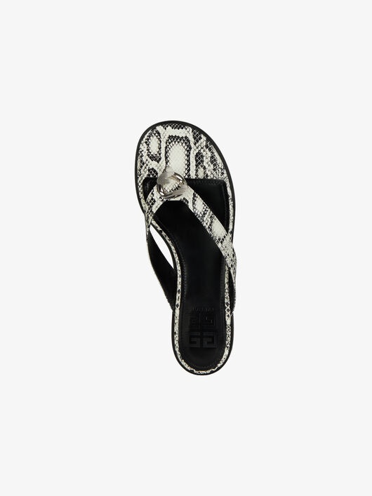 G CHAIN BUCKLE SANDALS IN PYTHON EFFECT LEATHER - 5