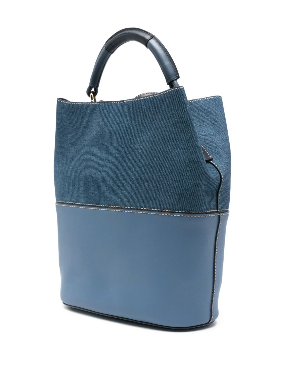 denim-panel tote bag - 3