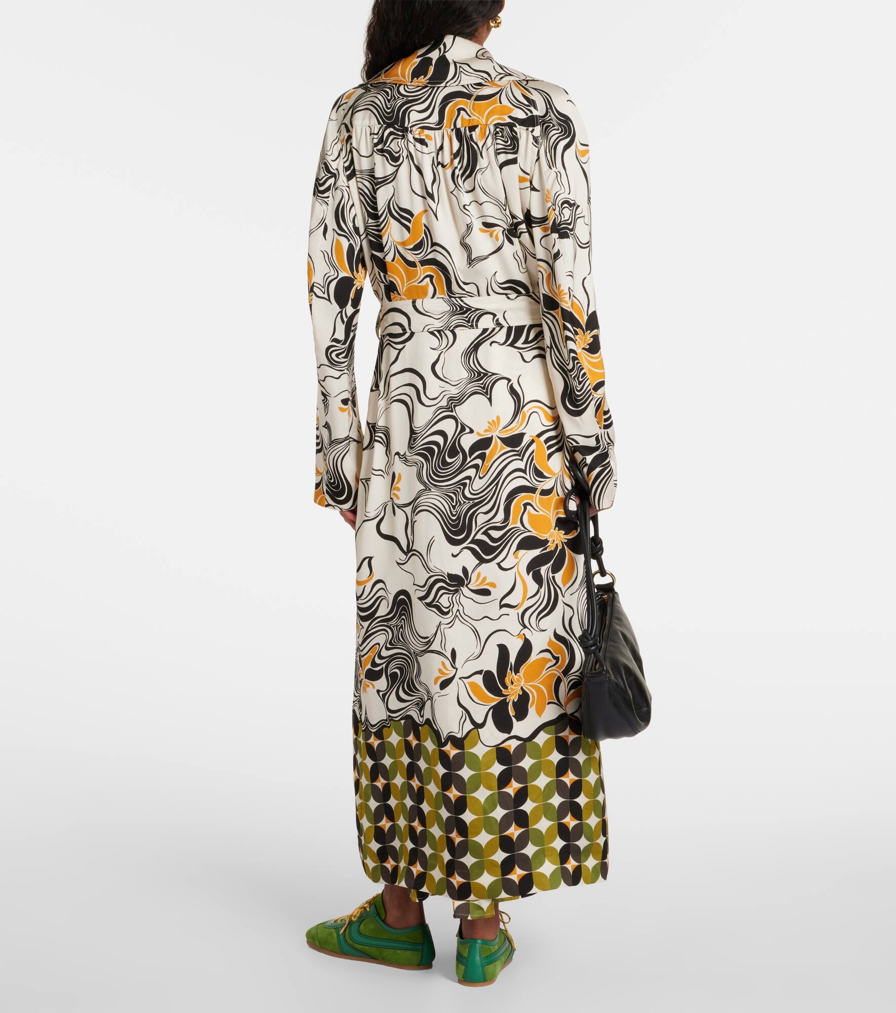 Printed double-breasted satin coat - 3