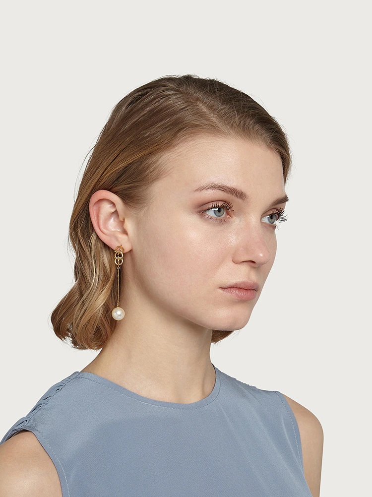 GANCIO 3D PENDANT EARRINGS WITH SYNTHETIC PEARLS - 3