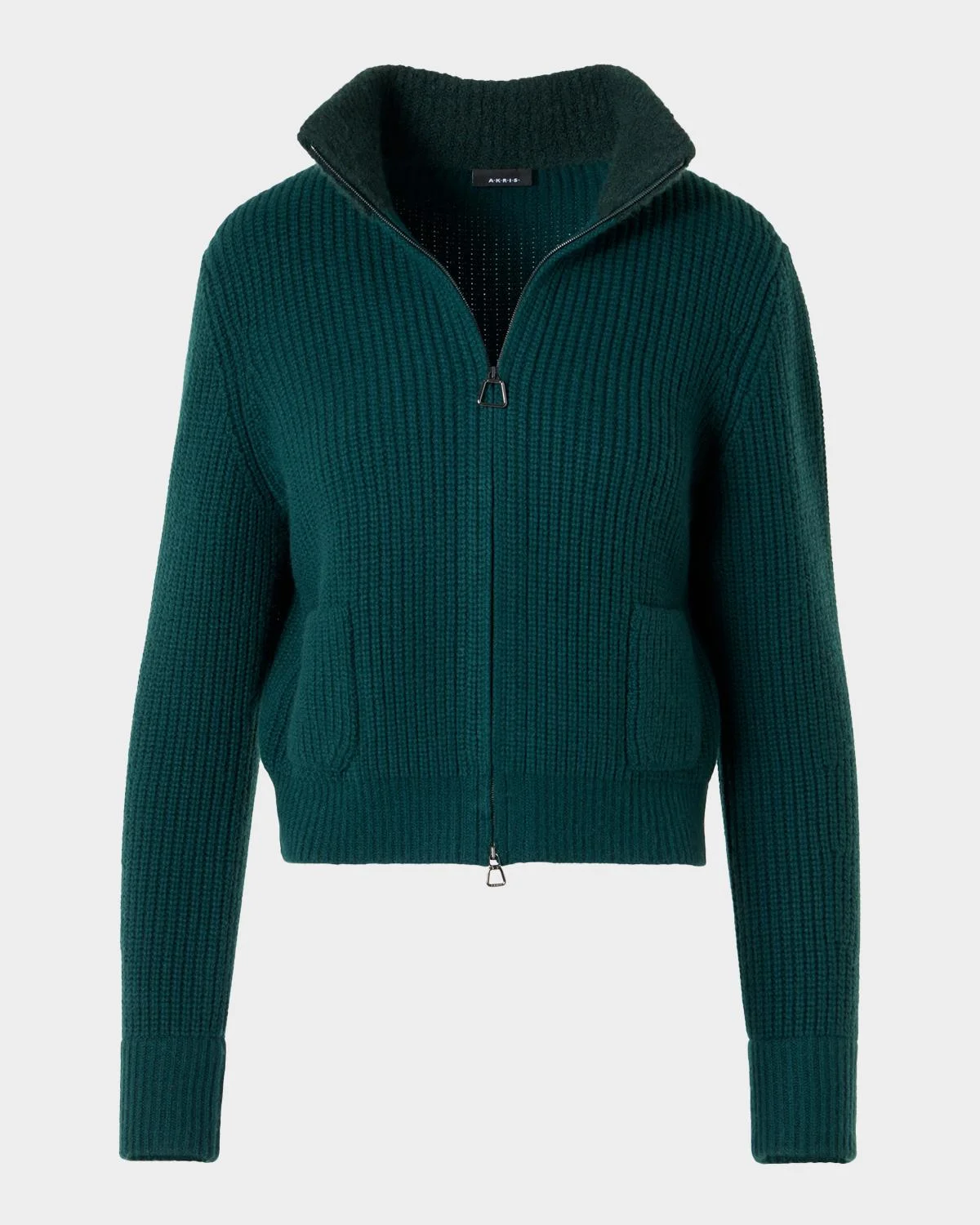 Wool-Cashmere Turtleneck Zip Cardigan - 1