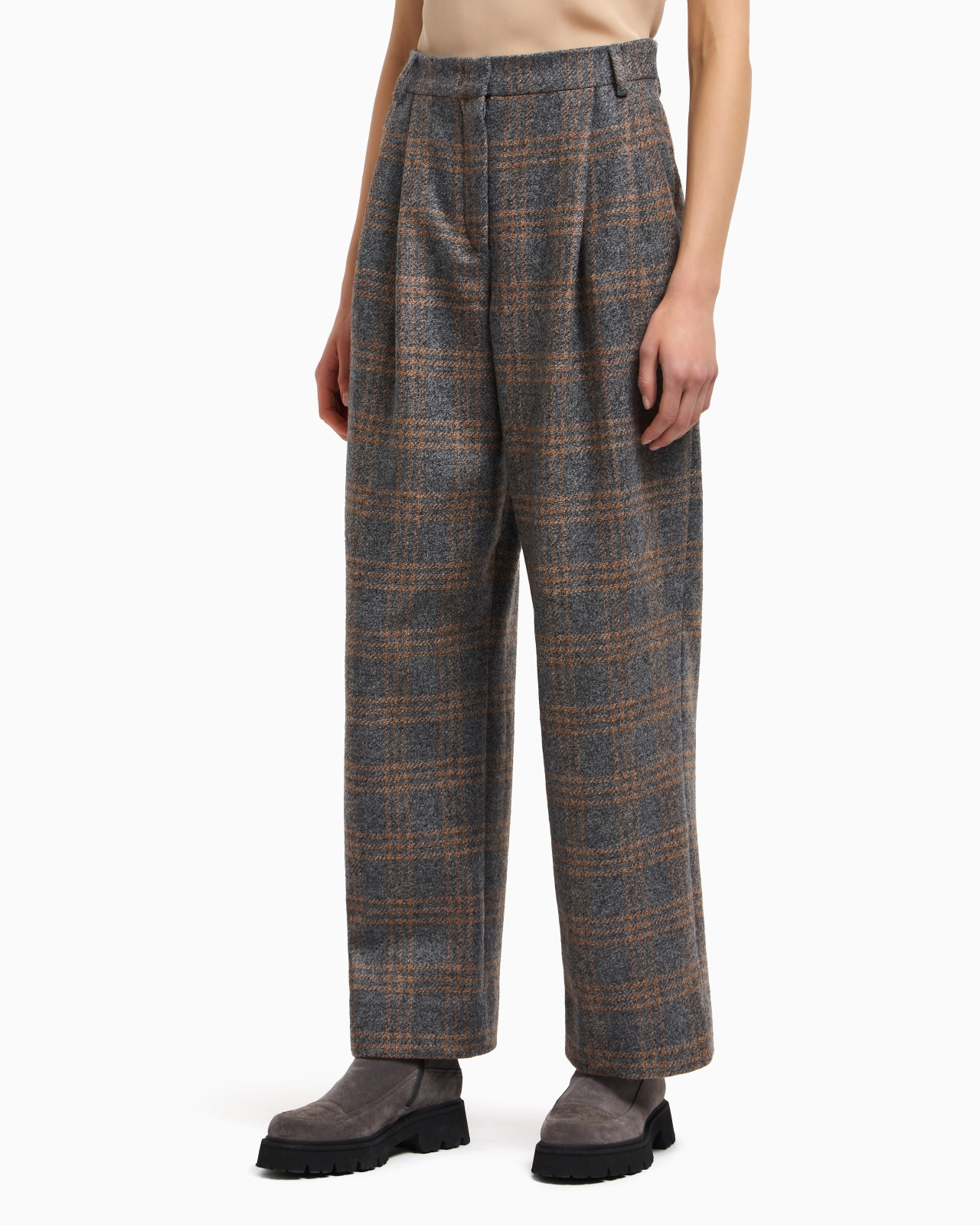ICON CHECK-MOTIF VIRGIN-WOOL BLEND TROUSERS WITH PLEATS - 4