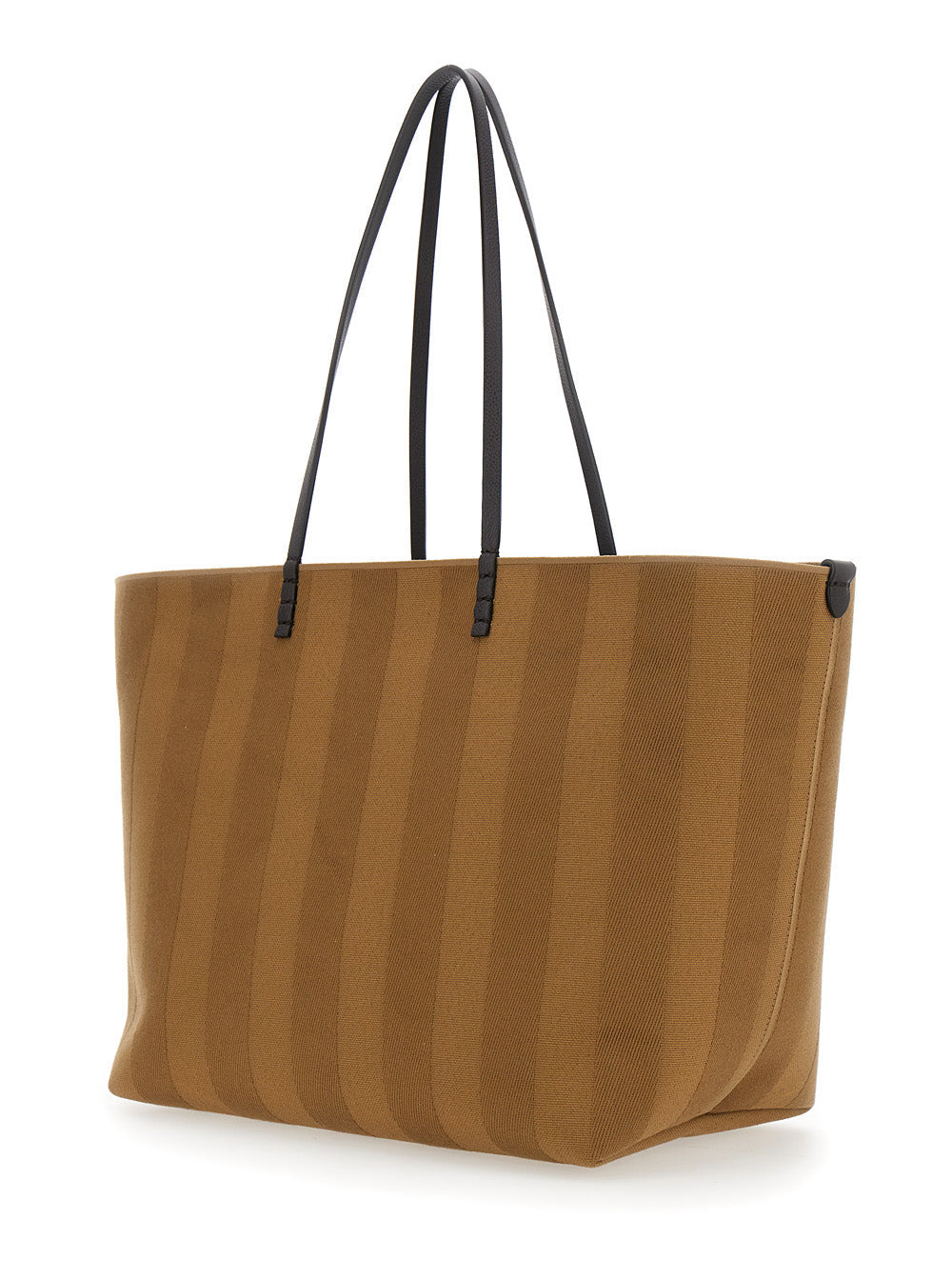 Fendi Women 'Roll Large' Beige Reversible Tote Bag In Striped Chenille Woman - 2