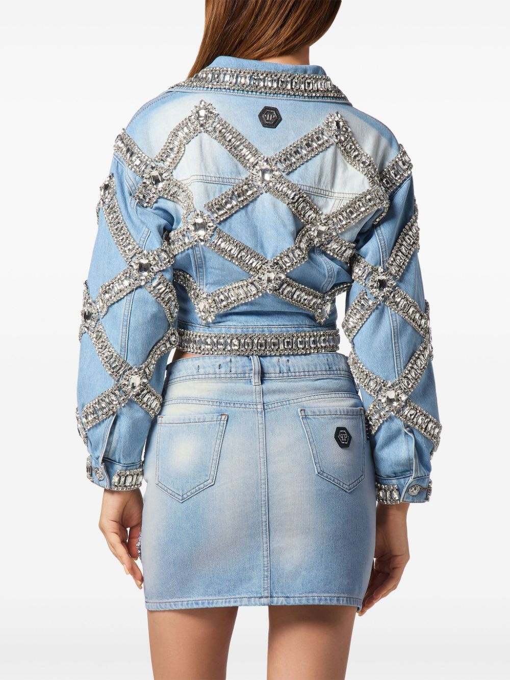 cropped brooch jacket - 4