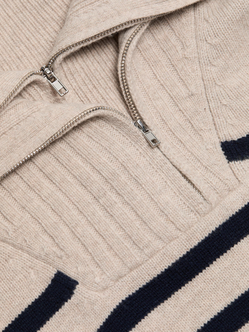 Women's Ilaria Striped Wool Half-Zip Sweater - Oat 7